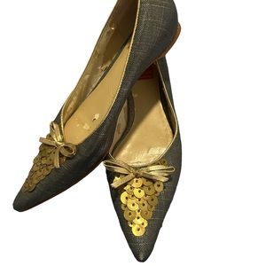 Oscar De La Renta pointy toe sequined flats 8